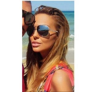 Authentic Chanel 4194-Q 124/88 Aviator Sunglasses Silver & White / Gray Mirror